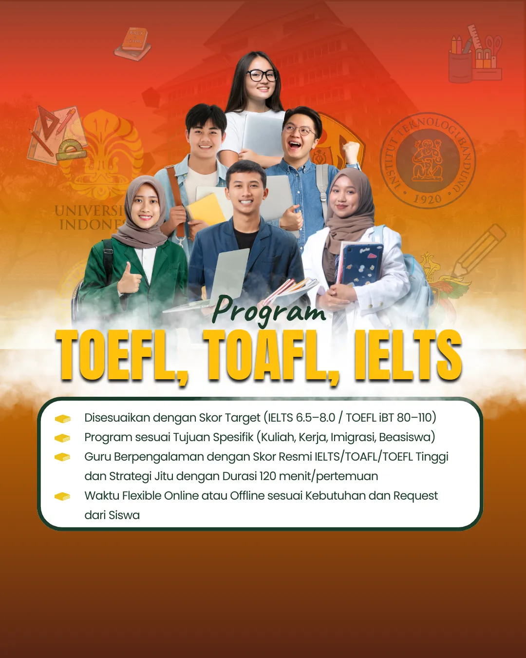 Les Privat Toefl, Toafl, IELTS